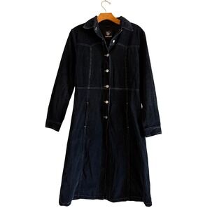Dollhouse Vintage 90s Black Corduroy Retro Midi Trench Shirt Dress  SZ M
